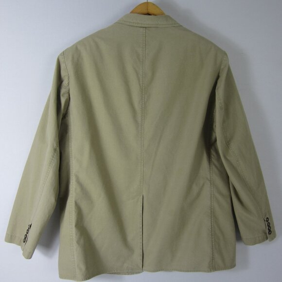 L.L. Bean Mens 46 R  Khaki Beige Cotton LS Blazer Jacket 2 Button Closure - Picture 2 of 9